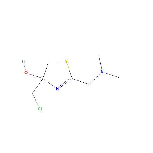 4-(chloromethyl)-2-[(dimethylamino)methyl]-5H-1,3-thiazol-4-ol (CAS: 92759-37-0) - Chemical Structure and Molecular Formula 