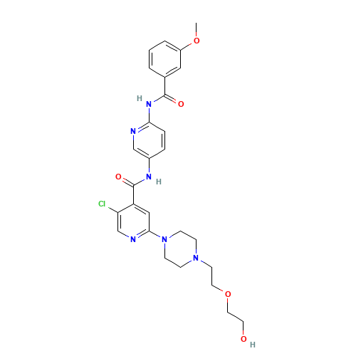 5-chloro-2-[4-[2-(2-hydroxyethoxy)ethyl]piperazin-1-yl]-N-[6-[(3-methoxybenzoyl)amino]pyridin-3-yl]pyridine-4-carboxamide (CAS: 1131604-97-1) - Related Chemical Product