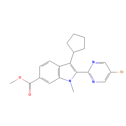 methyl 2-(5-bromopyrimidin-2-yl)-3-cyclopentyl-1-methylindole-6-carboxylate (CAS: 863885-93-2) - Related Chemical Product