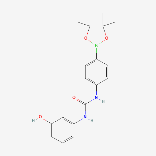 1-(3-hydroxyphenyl)-3-[4-(4,4,5,5-tetramethyl-1,3,2-dioxaborolan-2-yl)phenyl]urea (CAS: 935660-81-4) - Chemical Structure and Molecular Formula 