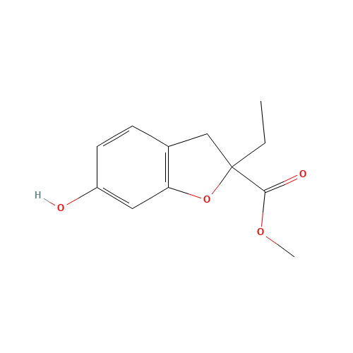 methyl 2-ethyl-6-hydroxy-3H-1-benzofuran-2-carboxylate (CAS: 653578-60-0) - Chemical Structure and Molecular Formula 