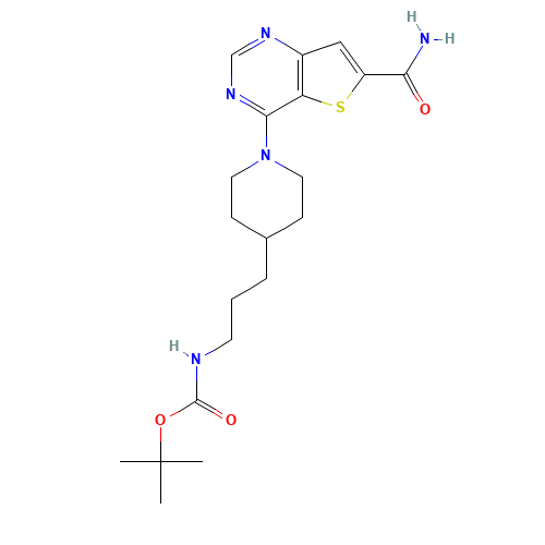 tert-butyl N-[3-[1-(6-carbamoylthieno[3,2-d]pyrimidin-4-yl)piperidin-4-yl]propyl]carbamate (CAS: 1431412-03-1) - Related Chemical Product
