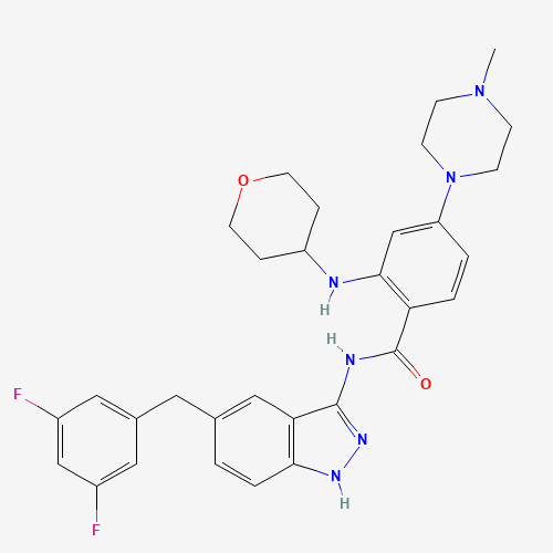 N-[5-[(3,5-difluorophenyl)methyl]-1H-indazol-3-yl]-4-(4-methylpiperazin-1-yl)-2-(oxan-4-ylamino)benzamide (CAS: 1108743-60-7) - Related Chemical Product