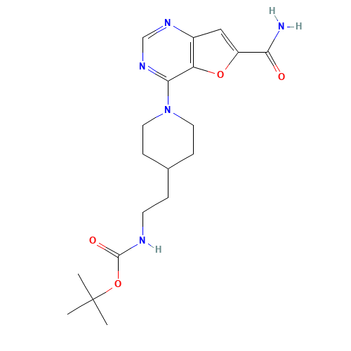 tert-butyl N-[2-[1-(6-carbamoylfuro[3,2-d]pyrimidin-4-yl)piperidin-4-yl]ethyl]carbamate (CAS: 1431412-21-3) - Related Chemical Product