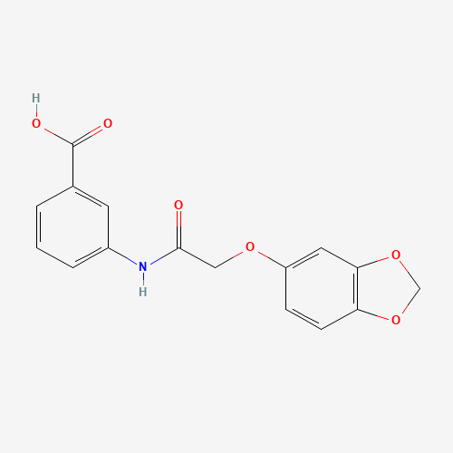 3-[[2-(1,3-benzodioxol-5-yloxy)acetyl]amino]benzoic acid (CAS: 649773-98-8) - Related Chemical Product