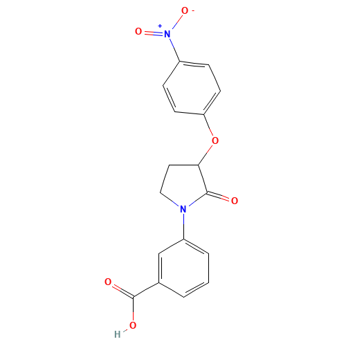 3-[3-(4-nitrophenoxy)-2-oxopyrrolidin-1-yl]benzoic acid (CAS: 649774-24-3) - Chemical Structure and Molecular Formula 