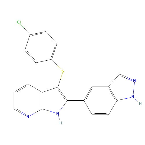 3-(4-chlorophenyl)sulfanyl-2-(1H-indazol-5-yl)-1H-pyrrolo[2,3-b]pyridine (CAS: 1346525-87-8) - Related Chemical Product