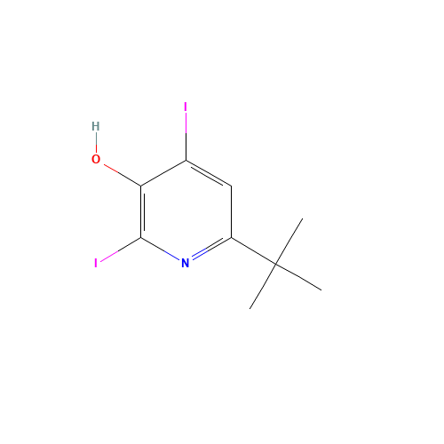 6-tert-butyl-2,4-diiodopyridin-3-ol (CAS: 1196074-27-7) - Chemical Structure and Molecular Formula 