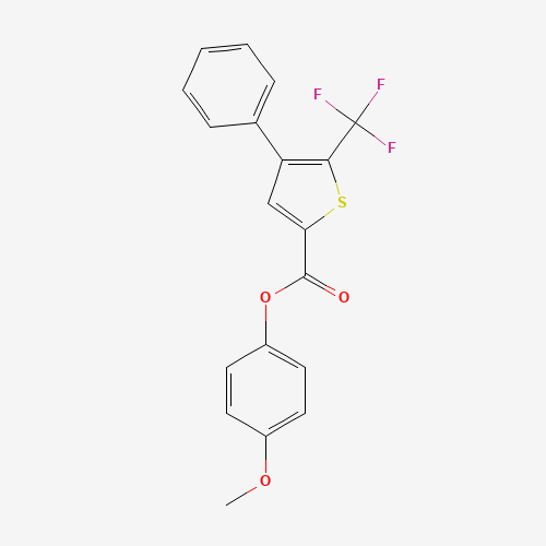 (4-methoxyphenyl) 4-phenyl-5-(trifluoromethyl)thiophene-2-carboxylate (CAS: 256348-29-5) - Chemical Structure and Molecular Formula 