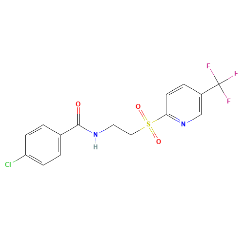 4-chloro-N-[2-[5-(trifluoromethyl)pyridin-2-yl]sulfonylethyl]benzamide (CAS: 188591-46-0) - Chemical Structure and Molecular Formula 