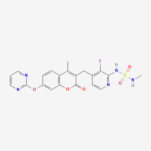 3-[[3-fluoro-2-(methylsulfamoylamino)pyridin-4-yl]methyl]-4-methyl-7-pyrimidin-2-yloxychromen-2-one (CAS: 946128-88-7) - Related Chemical Product