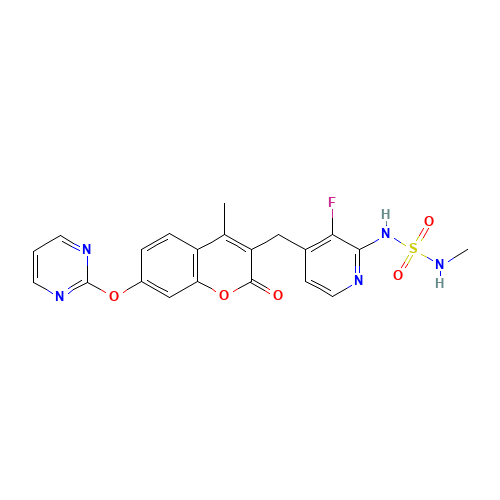 3-[[3-fluoro-2-(methylsulfamoylamino)pyridin-4-yl]methyl]-4-methyl-7-pyrimidin-2-yloxychromen-2-one (CAS: 946128-88-7) - Related Chemical Product