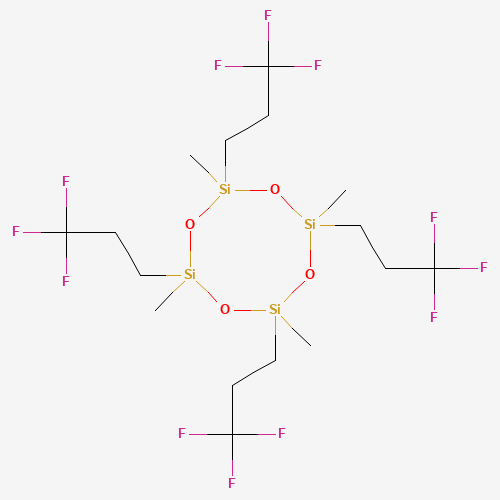 2,4,6,8-tetramethyl-2,4,6,8-tetrakis(3,3,3-trifluoropropyl)-1,3,5,7,2,4,6,8-tetraoxatetrasilocane (CAS: 429-67-4) - Chemical Structure and Molecular Formula 