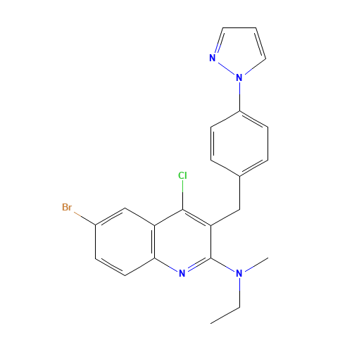 6-bromo-4-chloro-N-ethyl-N-methyl-3-[(4-pyrazol-1-ylphenyl)methyl]quinolin-2-amine (CAS: 1599529-04-0) - Related Chemical Product