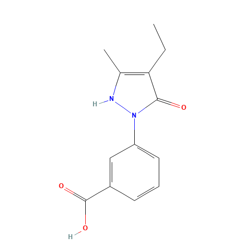 3-(4-ethyl-5-methyl-3-oxo-1H-pyrazol-2-yl)benzoic acid (CAS: 1005615-03-1) - Chemical Structure and Molecular Formula 
