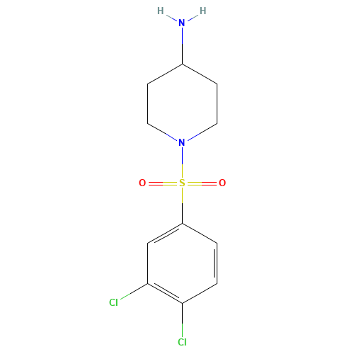 1-(3,4-dichlorophenyl)sulfonylpiperidin-4-amine (CAS: 1018662-26-4) - Chemical Structure and Molecular Formula 