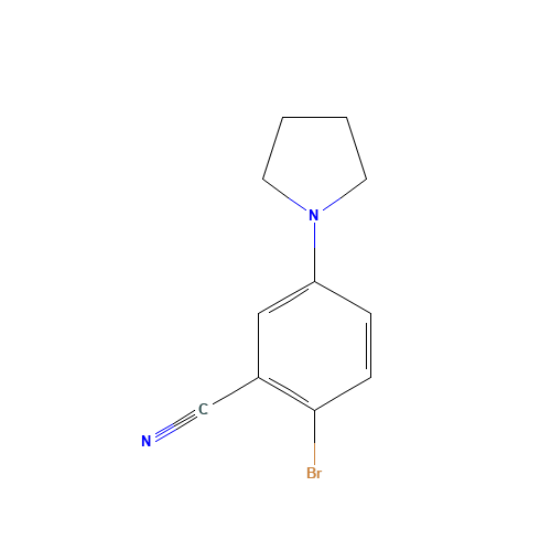 2-bromo-5-pyrrolidin-1-ylbenzonitrile (CAS: 1269407-95-5) - Chemical Structure and Molecular Formula 
