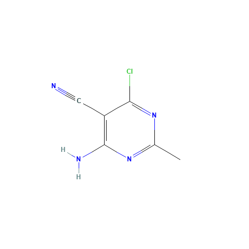4-amino-6-chloro-2-methylpyrimidine-5-carbonitrile (CAS: 76574-37-3) - Chemical Structure and Molecular Formula 