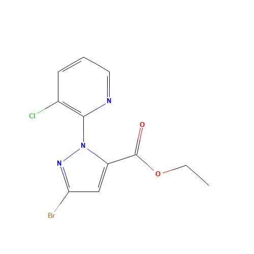 ethyl 5-bromo-2-(3-chloropyridin-2-yl)pyrazole-3-carboxylate (CAS: 500011-92-7) - Chemical Structure and Molecular Formula 