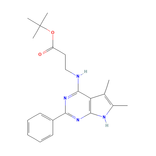 tert-butyl 3-[(5,6-dimethyl-2-phenyl-7H-pyrrolo[2,3-d]pyrimidin-4-yl)amino]propanoate (CAS: 251946-14-2) - Related Chemical Product
