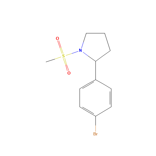 2-(4-bromophenyl)-1-methylsulfonylpyrrolidine (CAS: 1337606-46-8) - Chemical Structure and Molecular Formula 