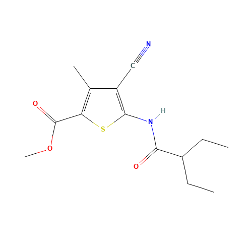 methyl 4-cyano-5-(2-ethylbutanoylamino)-3-methylthiophene-2-carboxylate (CAS: 544465-47-6) - Chemical Structure and Molecular Formula 