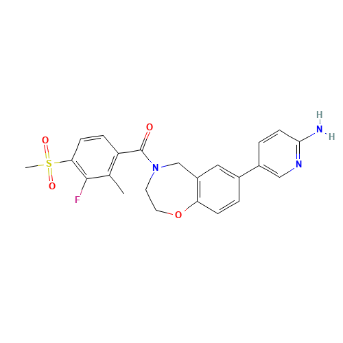 [7-(6-aminopyridin-3-yl)-3,5-dihydro-2H-1,4-benzoxazepin-4-yl]-(3-fluoro-2-methyl-4-methylsulfonylphenyl)methanone (CAS: 1251156-08-7) - Related Chemical Product