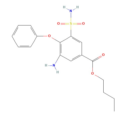 butyl 3-amino-4-phenoxy-5-sulfamoylbenzoate (CAS: 61658-51-3) - Chemical Structure and Molecular Formula 