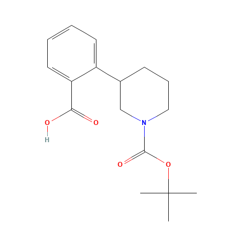 2-[1-[(2-methylpropan-2-yl)oxycarbonyl]piperidin-3-yl]benzoic acid (CAS: 908334-22-5) - Chemical Structure and Molecular Formula 