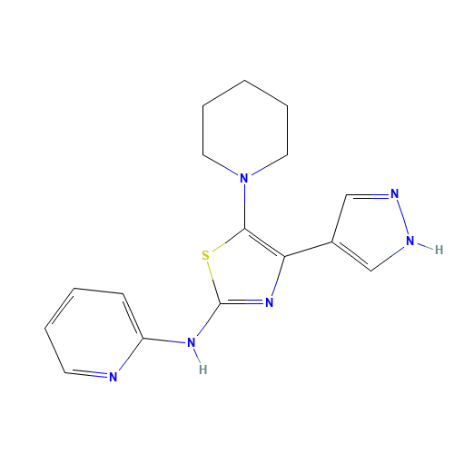 5-piperidin-1-yl-4-(1H-pyrazol-4-yl)-N-pyridin-2-yl-1,3-thiazol-2-amine (CAS: 1235312-52-3) - Related Chemical Product