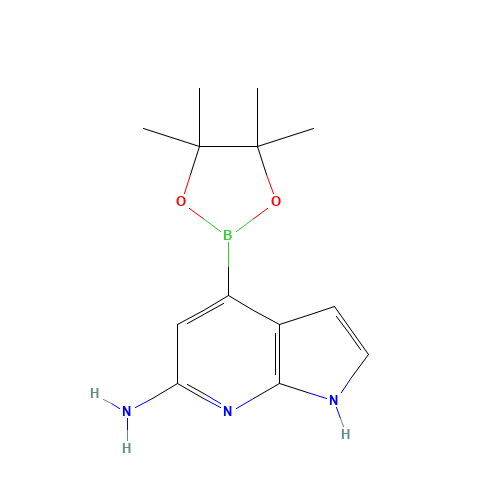 4-(4,4,5,5-tetramethyl-1,3,2-dioxaborolan-2-yl)-1H-pyrrolo[2,3-b]pyridin-6-amine (CAS: 943323-56-6) - Chemical Structure and Molecular Formula 
