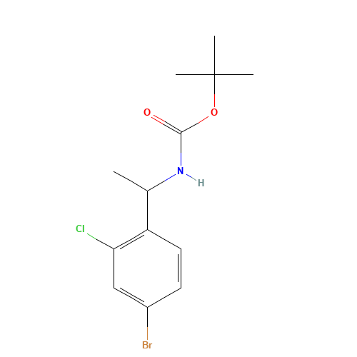 tert-butyl N-[1-(4-bromo-2-chlorophenyl)ethyl]carbamate (CAS: 1002310-01-1) - Chemical Structure and Molecular Formula 