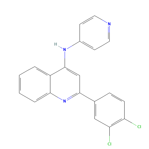 2-(3,4-dichlorophenyl)-N-pyridin-4-ylquinolin-4-amine (CAS: 1303557-69-8) - Chemical Structure and Molecular Formula 
