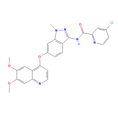 4-chloro-N-[6-(6,7-dimethoxyquinolin-4-yl)oxy-1-methylindazol-3-yl]pyridine-2-carboxamide (CAS: 862178-95-8) - Chemical Structure and Molecular Formula 