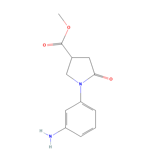 methyl 1-(3-aminophenyl)-5-oxopyrrolidine-3-carboxylate (CAS: 345297-82-7) - Chemical Structure and Molecular Formula 