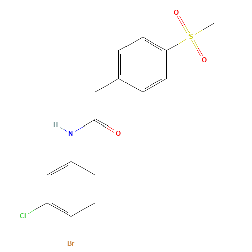 N-(4-bromo-3-chlorophenyl)-2-(4-methylsulfonylphenyl)acetamide (CAS: 1426805-57-3) - Chemical Structure and Molecular Formula 