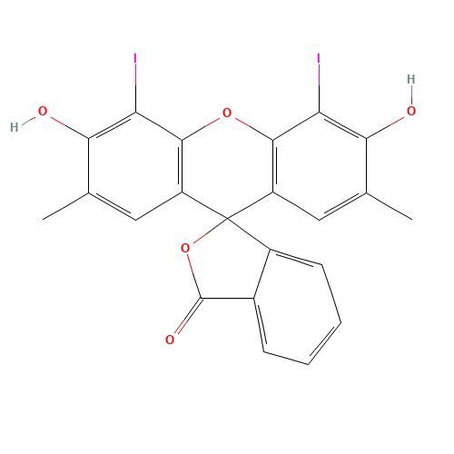 3',6'-dihydroxy-4',5'-diiodo-2',7'-dimethylspiro[2-benzofuran-3,9'-xanthene]-1-one (CAS: 28213-82-3) - Related Chemical Product