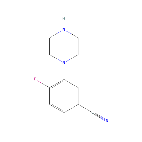4-fluoro-3-piperazin-1-ylbenzonitrile (CAS: 929884-93-5) - Chemical Structure and Molecular Formula 