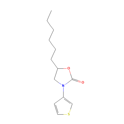 5-hexyl-3-thiophen-3-yl-1,3-oxazolidin-2-one (CAS: 1174336-20-9) - Chemical Structure and Molecular Formula 