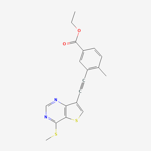 ethyl 4-methyl-3-[2-(4-methylsulfanylthieno[3,2-d]pyrimidin-7-yl)ethynyl]benzoate (CAS: 1318132-88-5) - Chemical Structure and Molecular Formula 