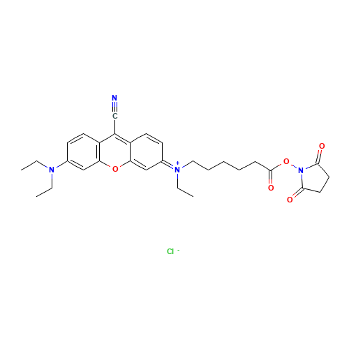 [9-cyano-6-(diethylamino)xanthen-3-ylidene]-[6-(2,5-dioxopyrrolidin-1-yl)oxy-6-oxohexyl]-ethylazanium;chloride (CAS: 151134-79-1) - Related Chemical Product