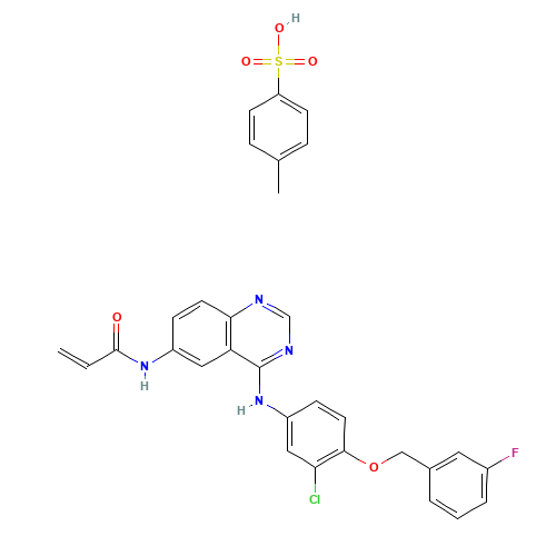 N-[4-[3-chloro-4-[(3-fluorophenyl)methoxy]anilino]quinazolin-6-yl]prop-2-enamide;4-methylbenzenesulfonic acid (CAS: 1050500-29-2) - Related Chemical Product