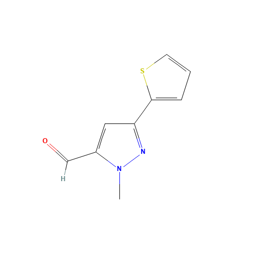2-methyl-5-thiophen-2-ylpyrazole-3-carbaldehyde (CAS: 879896-48-7) - Chemical Structure and Molecular Formula 