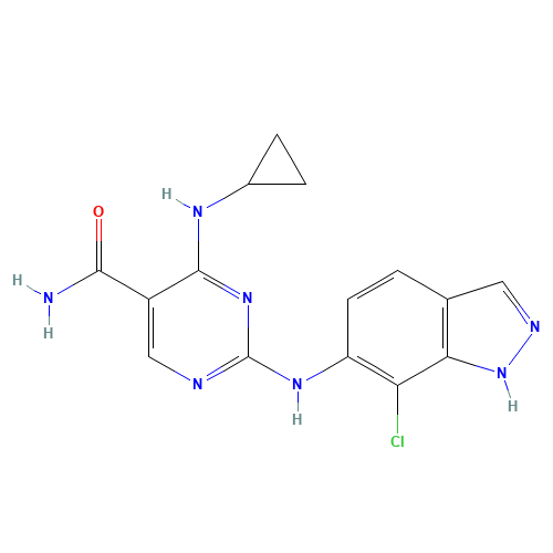 2-[(7-chloro-1H-indazol-6-yl)amino]-4-(cyclopropylamino)pyrimidine-5-carboxamide (CAS: 1198302-93-0) - Related Chemical Product