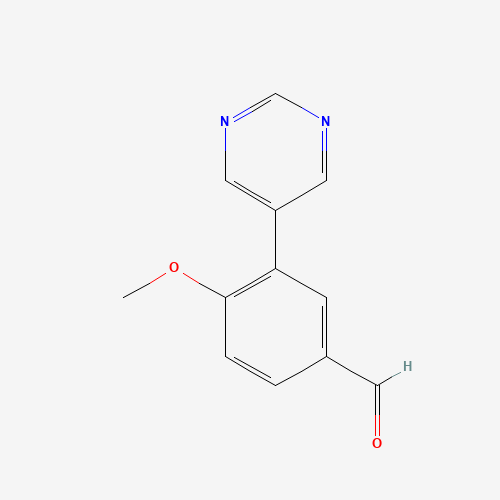 4-methoxy-3-pyrimidin-5-ylbenzaldehyde (CAS: 1181592-21-1) - Chemical Structure and Molecular Formula 