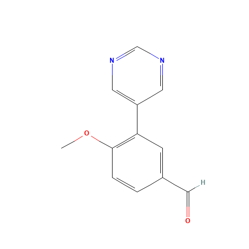 4-methoxy-3-pyrimidin-5-ylbenzaldehyde (CAS: 1181592-21-1) - Chemical Structure and Molecular Formula 