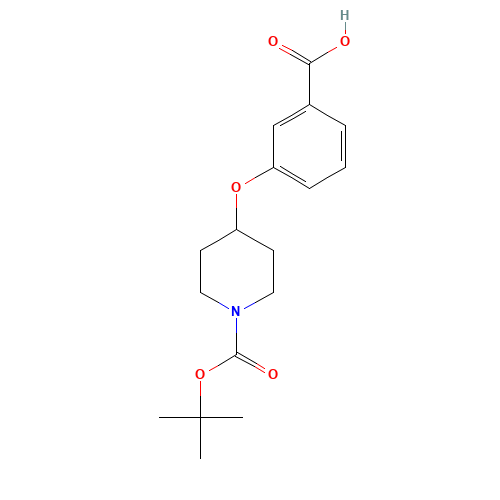 3-[1-[(2-methylpropan-2-yl)oxycarbonyl]piperidin-4-yl]oxybenzoic acid (CAS: 250681-69-7) - Related Chemical Product