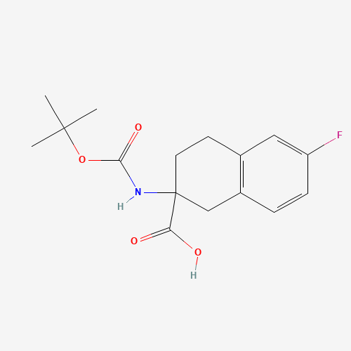 6-fluoro-2-[(2-methylpropan-2-yl)oxycarbonylamino]-3,4-dihydro-1H-naphthalene-2-carboxylic acid (CAS: 885274-13-5) - Related Chemical Product