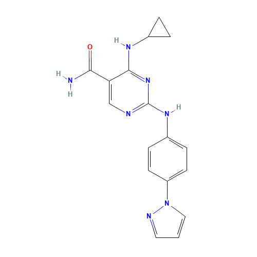 4-(cyclopropylamino)-2-(4-pyrazol-1-ylanilino)pyrimidine-5-carboxamide (CAS: 1198301-55-1) - Related Chemical Product