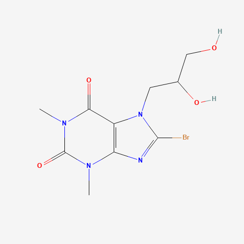 8-bromo-7-(2,3-dihydroxypropyl)-1,3-dimethylpurine-2,6-dione (CAS: 111038-24-5) - Chemical Structure and Molecular Formula 